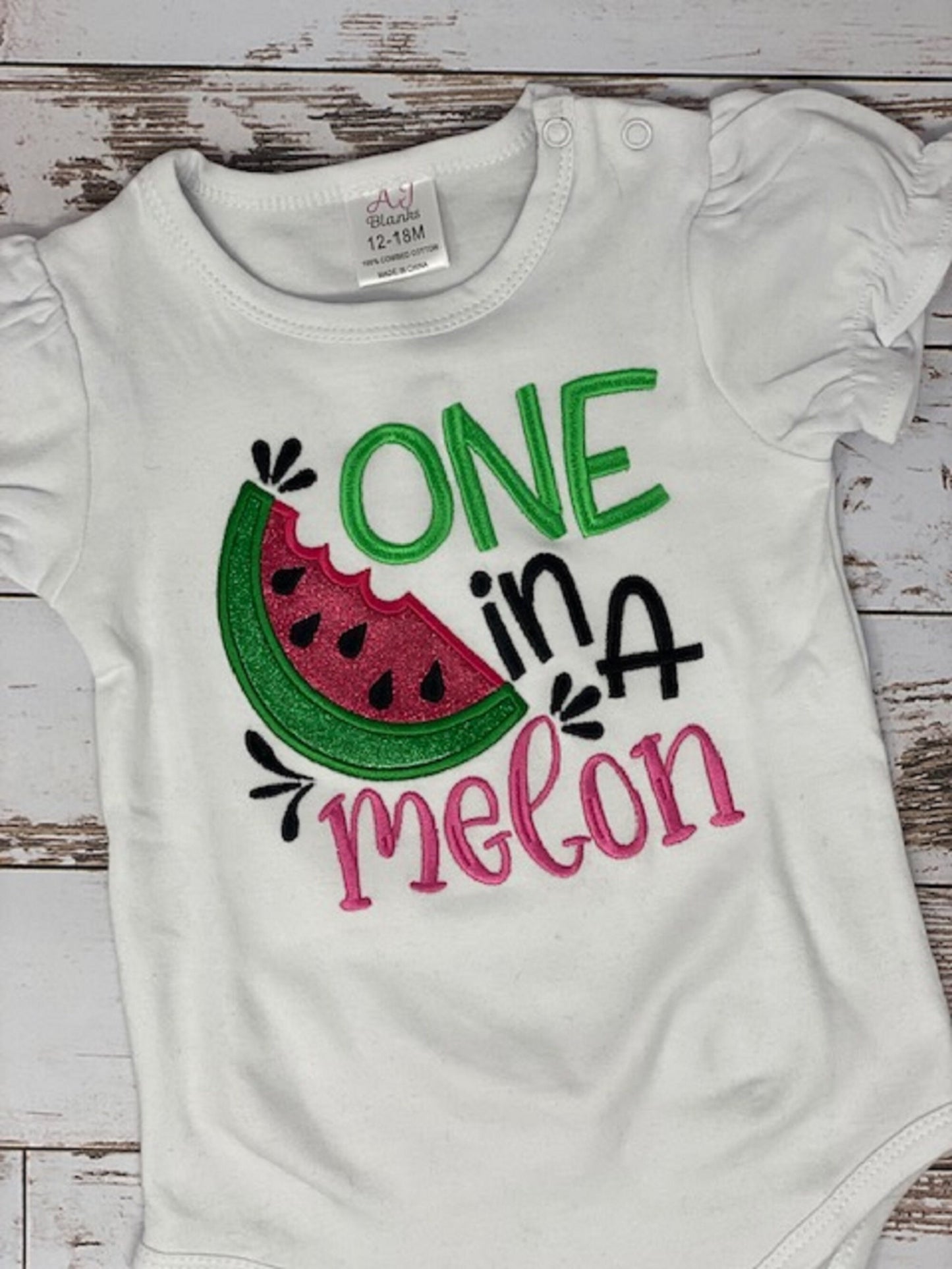 Melon Girls Birthday Shirt and Tutu, Watermelon Summer Embroidered One in a Melon Puffed Shirt