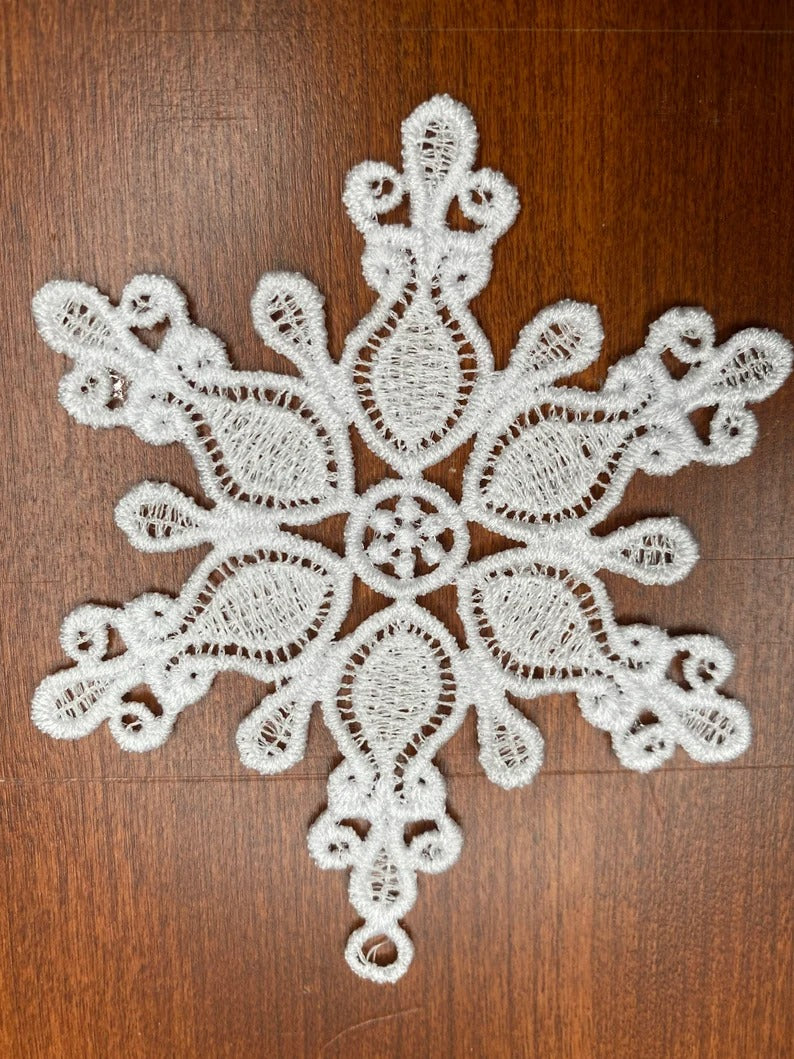 FSL Lace Ornaments - Set of 6, Collection #2 Christmas Ornaments, Embroidered Lace Ornaments, Tree Ornaments, Gift Ornaments