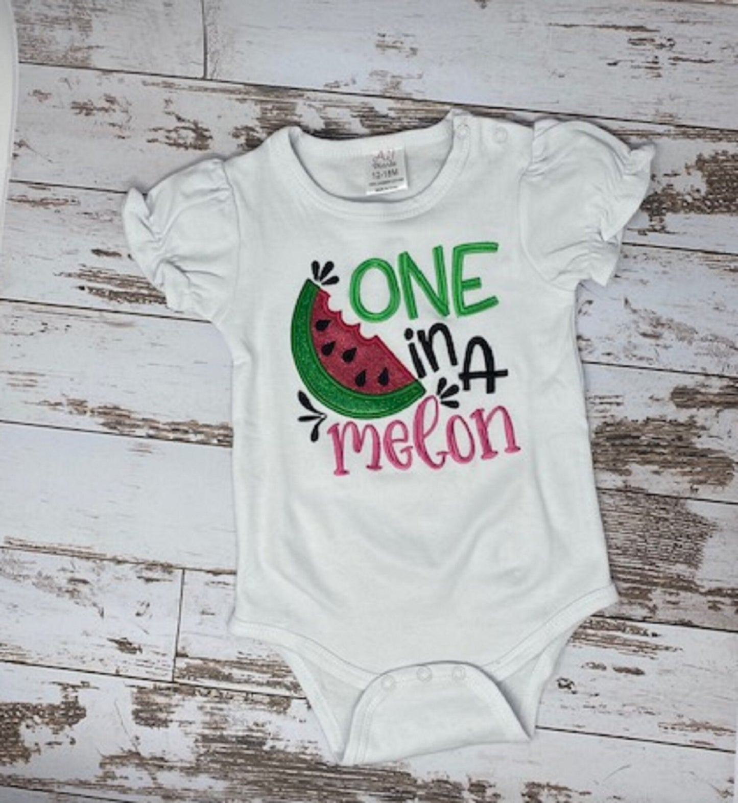 Melon Girls Birthday Shirt and Tutu, Watermelon Summer Embroidered One in a Melon Puffed Shirt