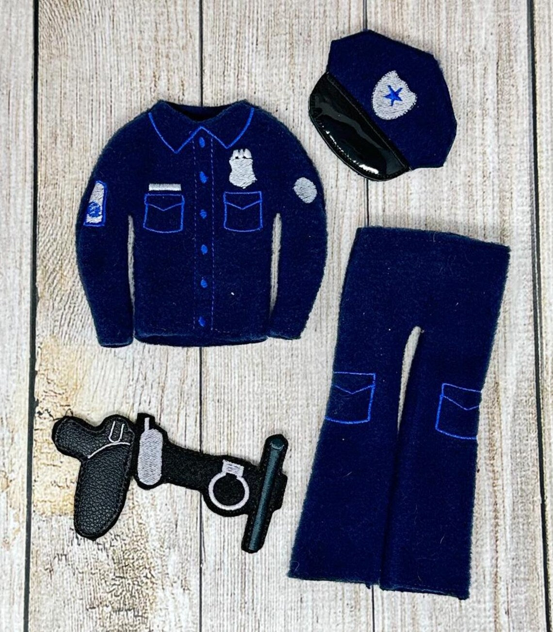 Police and Prisoner Elf Costumes, Naughty Elf Tricks, Doll Clothing, Christmas Elf, Elf Props