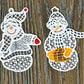 Snowman Ornament Collection #1, Set of 10 Different Embroidered Snowman Ornaments, Snowman Tree Ornaments, Snowman Gifts, FSL