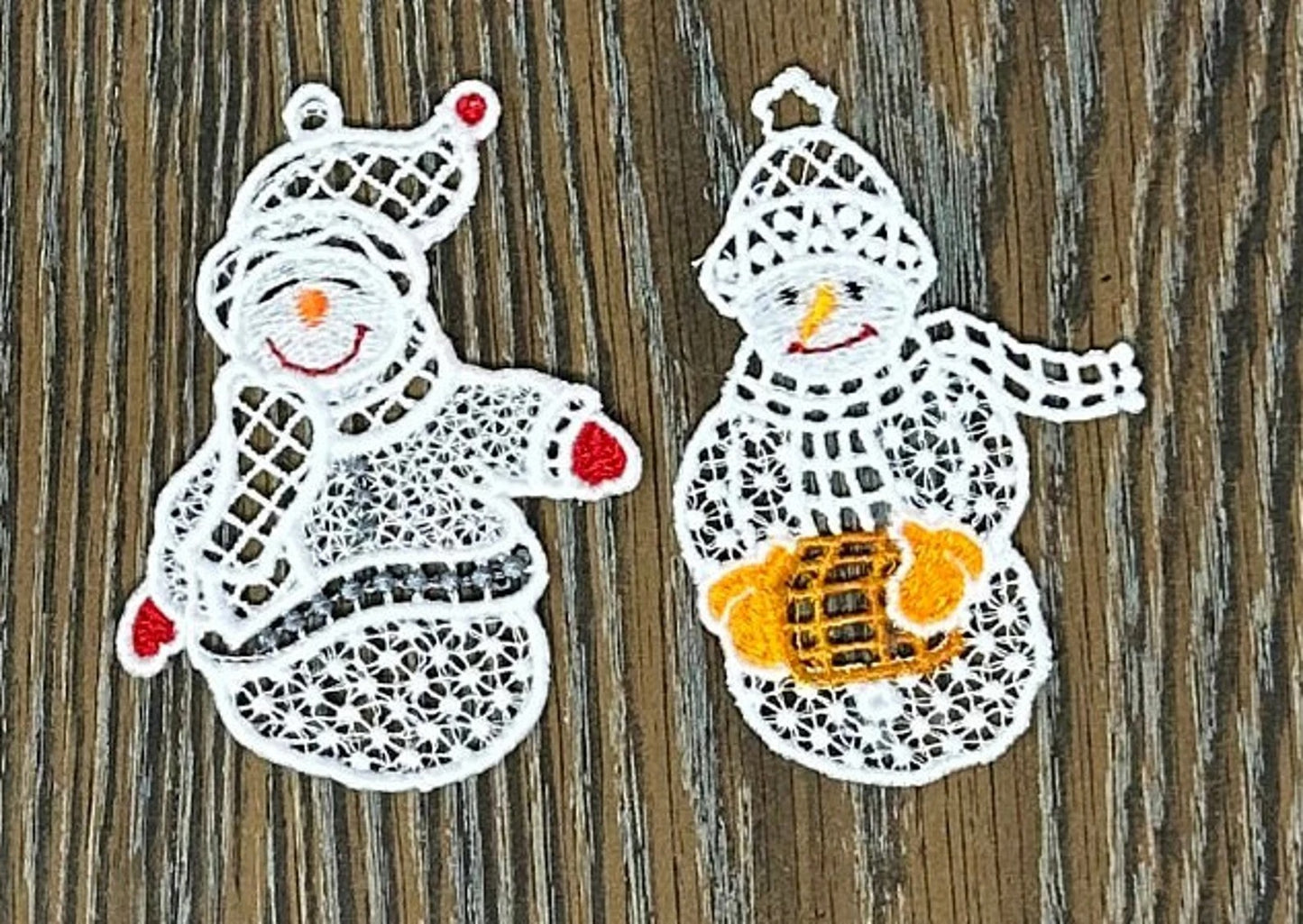 Snowman Ornament Collection #1, Set of 10 Different Embroidered Snowman Ornaments, Snowman Tree Ornaments, Snowman Gifts, FSL