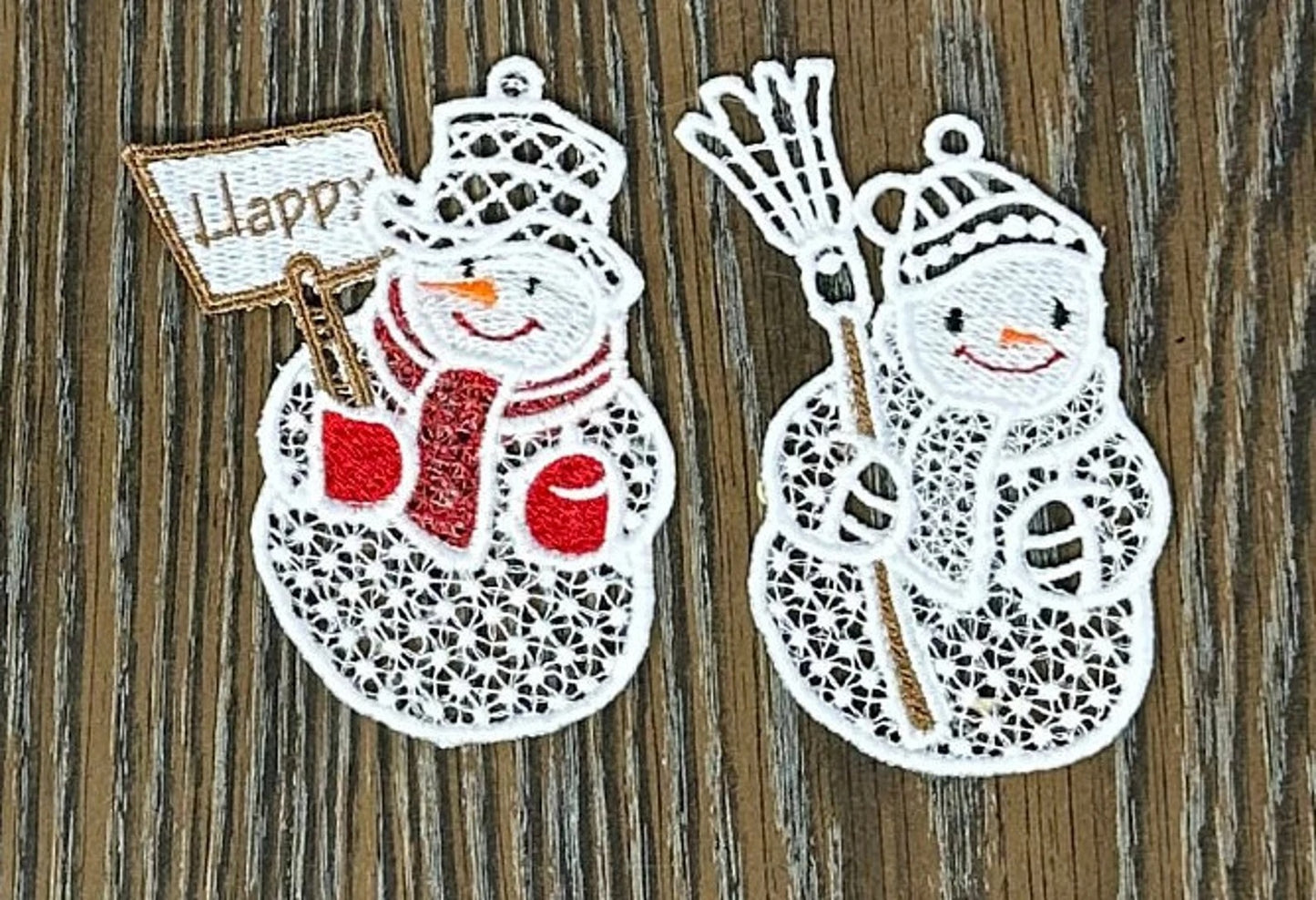 Snowman Ornament Collection #1, Set of 10 Different Embroidered Snowman Ornaments, Snowman Tree Ornaments, Snowman Gifts, FSL