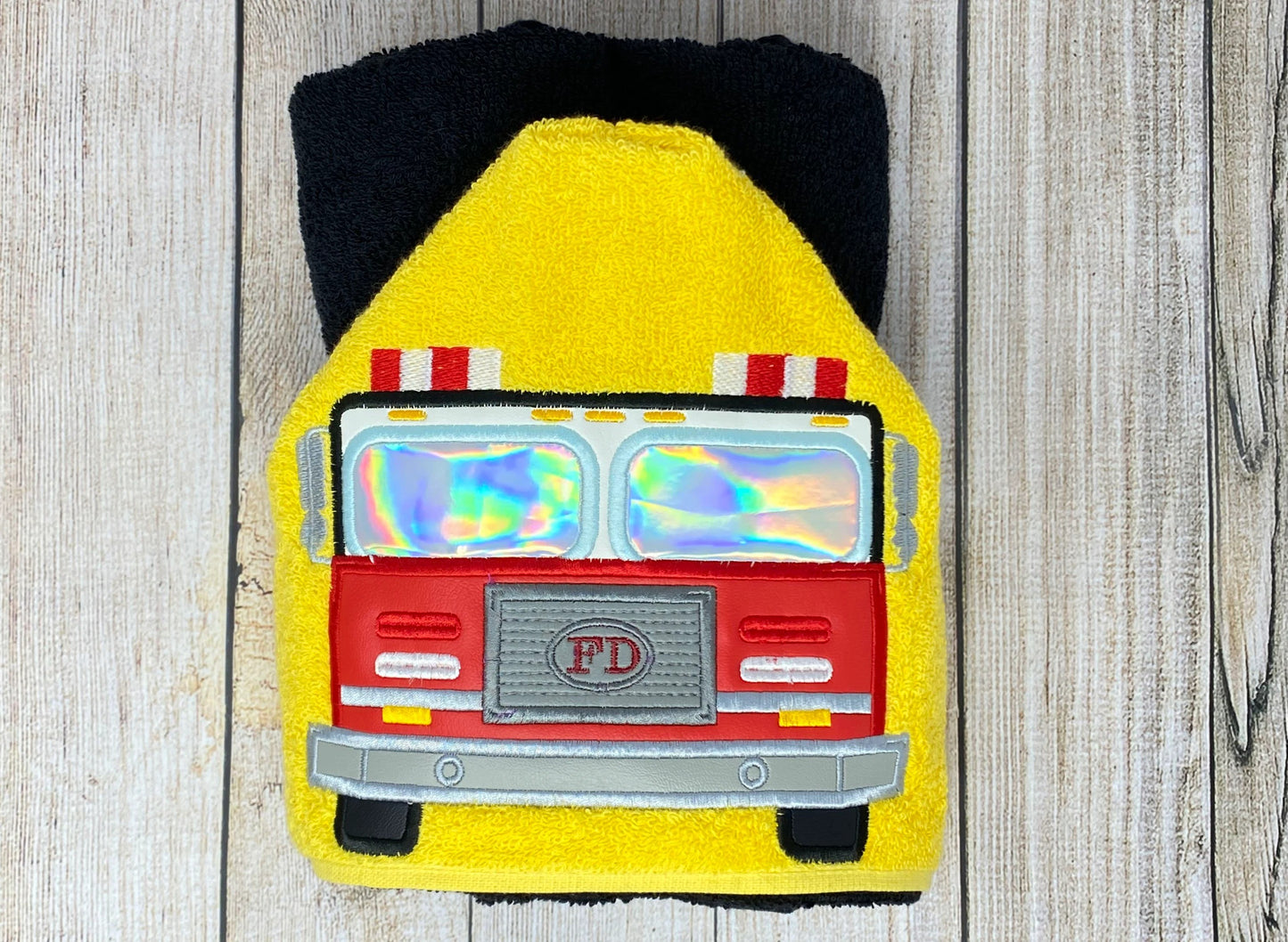 Firetruck Hooded Towel, Red Truck Beach Towel, Children's Bath Towel