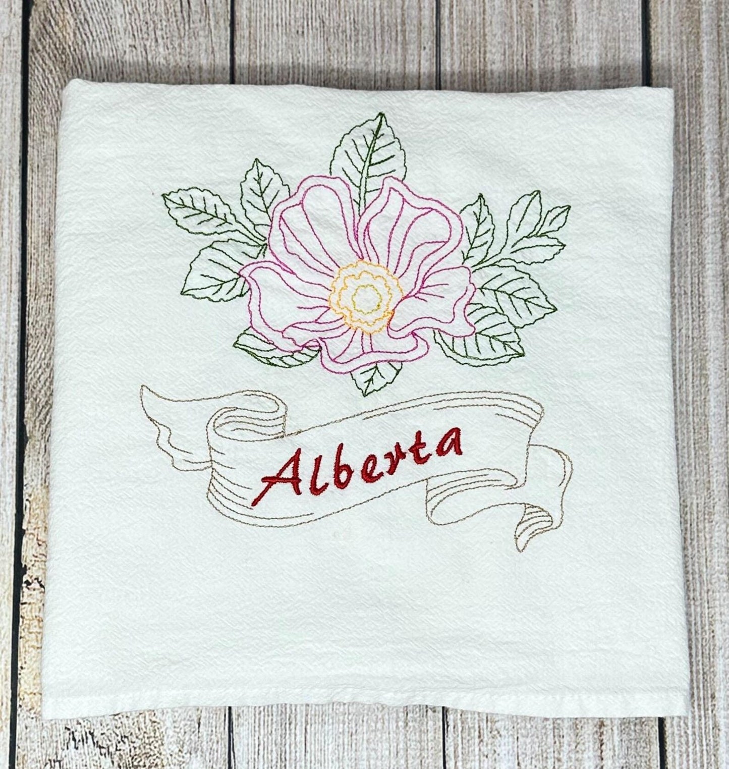 Alberta Provincial Tea Towels 27"x27", Cotton Flour Sack Tea Towels embroidered, Flour Sack Tea Kitchen Gift Towels