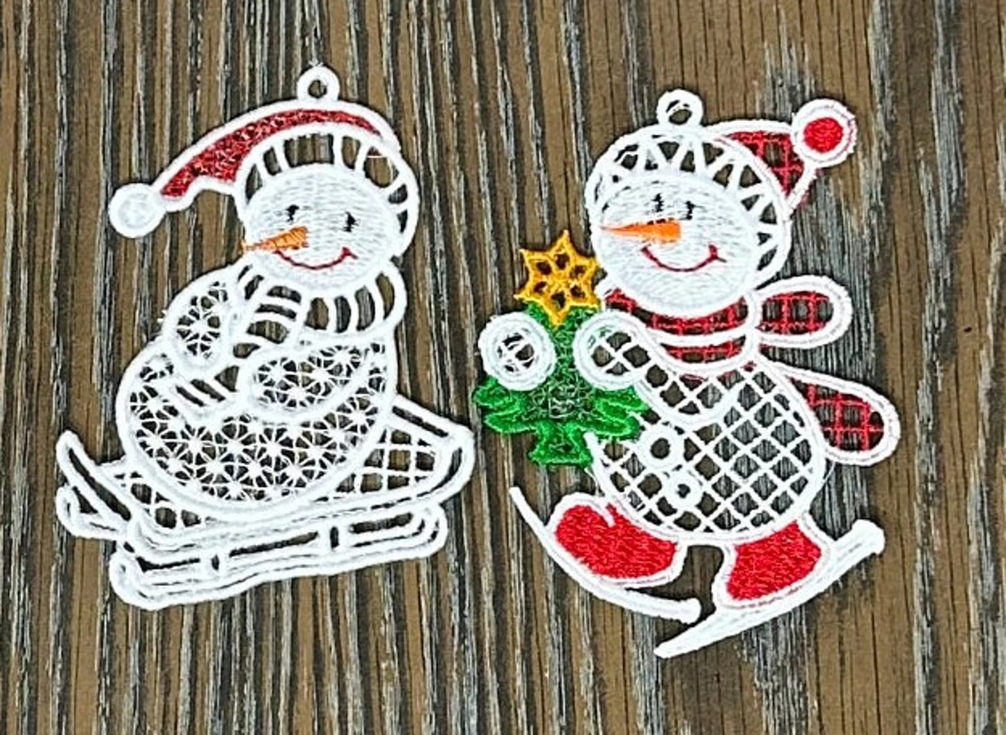 Snowman Ornament Collection #1, Set of 10 Different Embroidered Snowman Ornaments, Snowman Tree Ornaments, Snowman Gifts, FSL