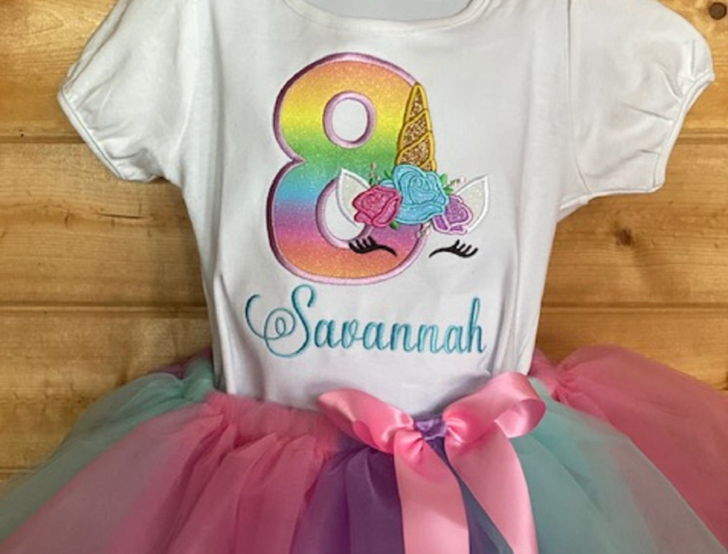 Unicorn Birthday Shirt and Tutu, Free Personalized Unicorn Puffed Sleeve T-Shirt, Unicorn birthday, Unicorn Shirt, 8th Birthday Girl Shirt