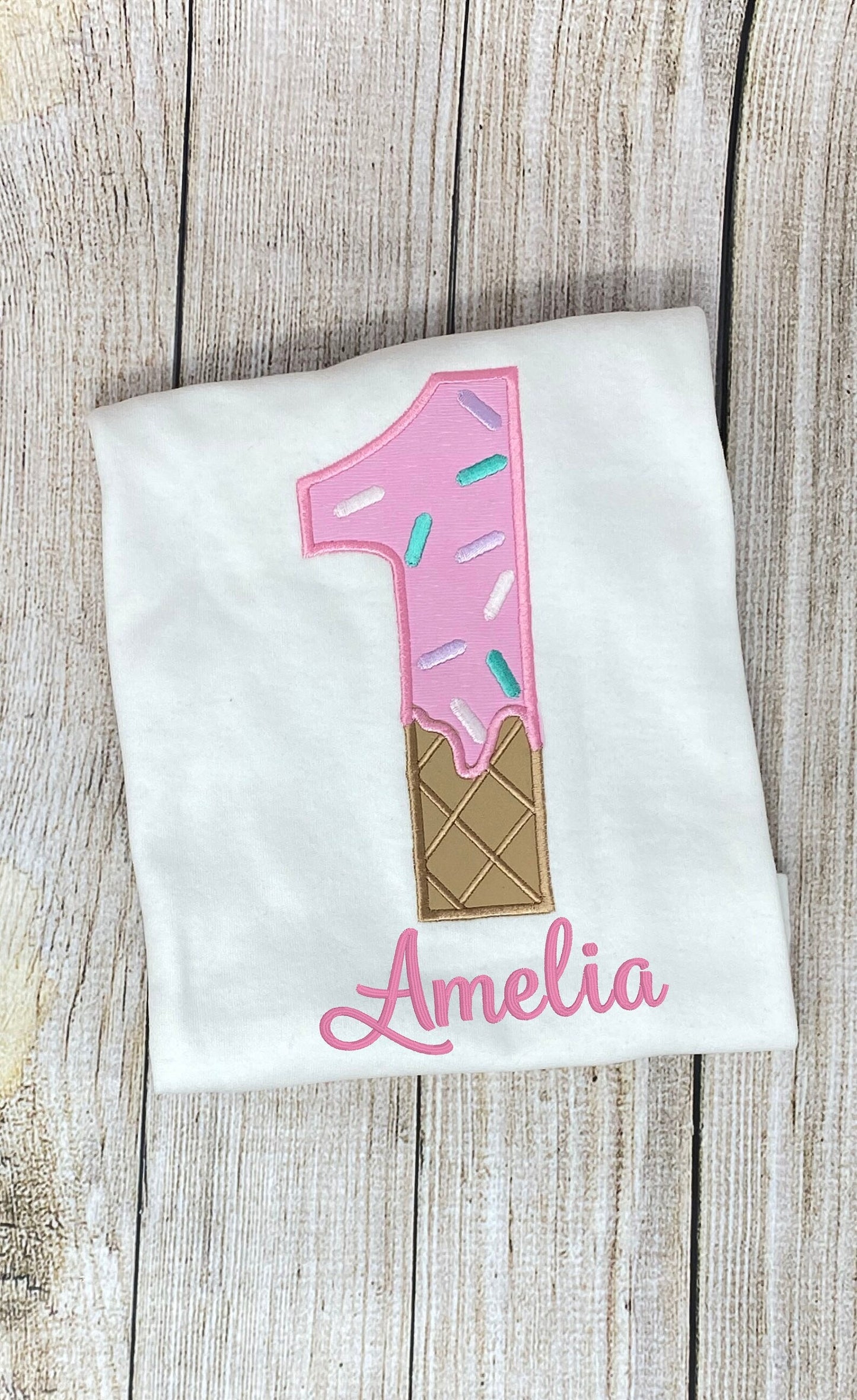 ANY Age ANY Size Ice Cream Shirt, Girls Ice Cream Party, 1st Birthday Party, Smash Cake Shirt