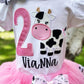 Cow Theme Birthday Tutu, Cow Birthday Outfit, Farm Animal Theme Birthday, Any Age, Cow Ribbon Pink Tutu