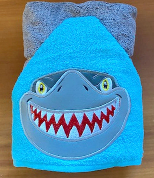 Shark Hooded Towel, Personalized Shark Hooded Towel, Kid's beach towel, Children's swim towel