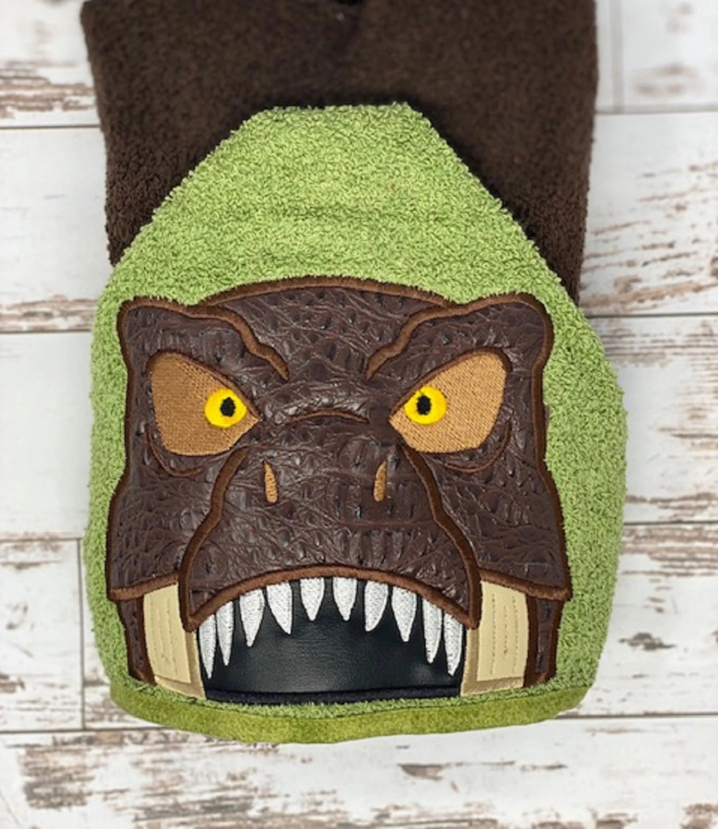 T-Rex Dinosaur Hooded Bath Towel, Kid's Children's Beach Towel, Personalization available