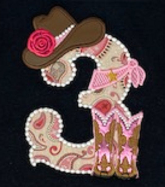 Girls Cowboy Birthday Shirt | 3rd Farm Birthday Shirt | Girls Western Paisley Birthday Shirt | Rodeo Shirt | Cowboy Boot Hat