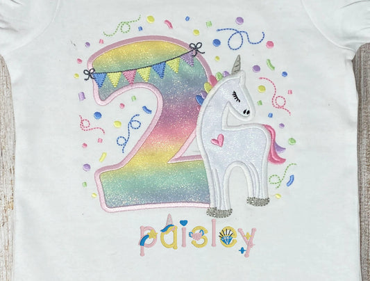 Unicorn Rainbow Part Shirt, 2nd Birthday Shirt, Unicorn Part, ANY Size ANY Age