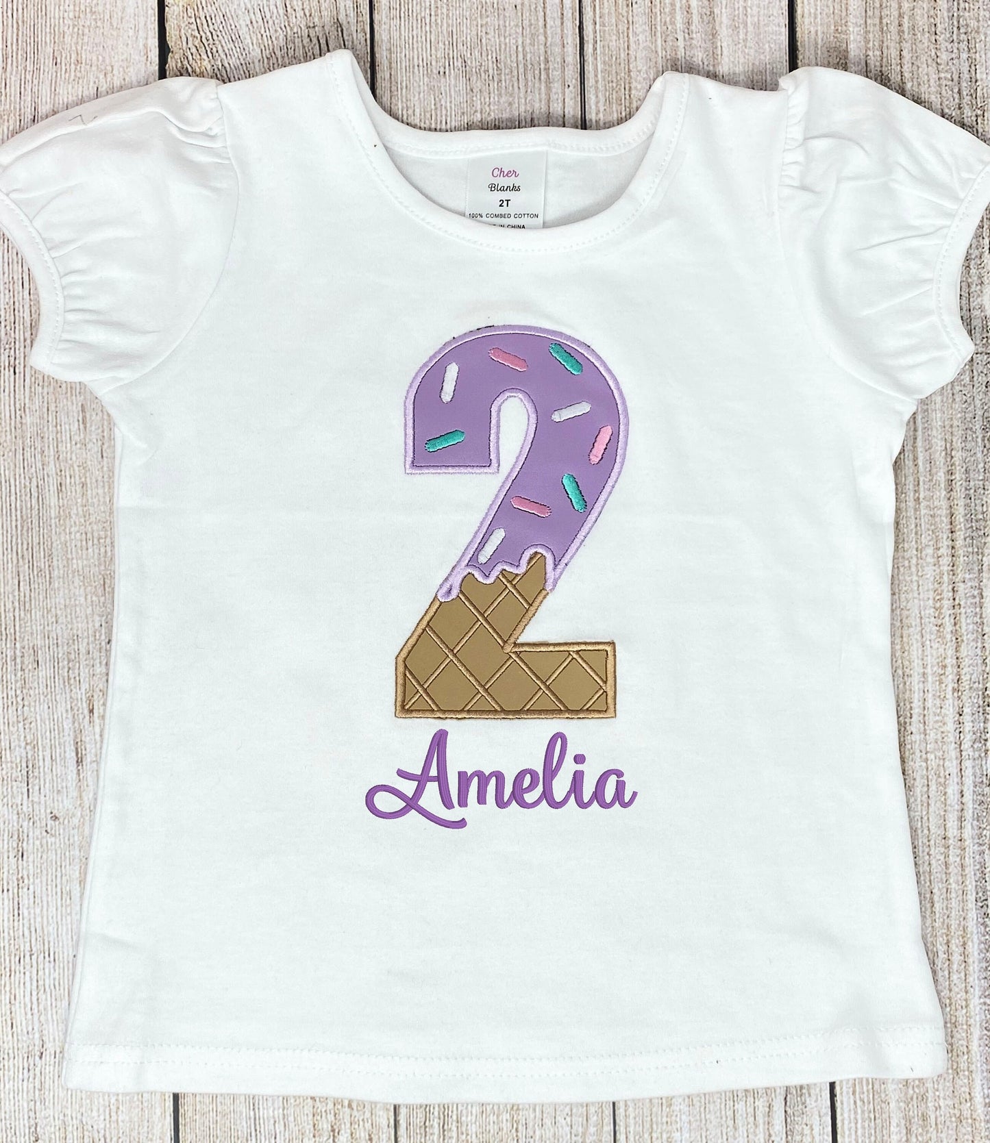 ANY Age ANY Size Ice Cream Shirt, Girls Ice Cream Party, 2nd Birthday Party, Smash Cake Shirt