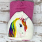 Unicorn Hooded Towel, Hot Raspberry Pink Bath Towel, Kid's Hooded Towel, Children's Beach Towel