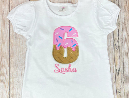 ANY Age ANY Size Ice Cream Shirt, Girls Ice Cream Party, 1st Birthday Party, Smash Cake Shirt