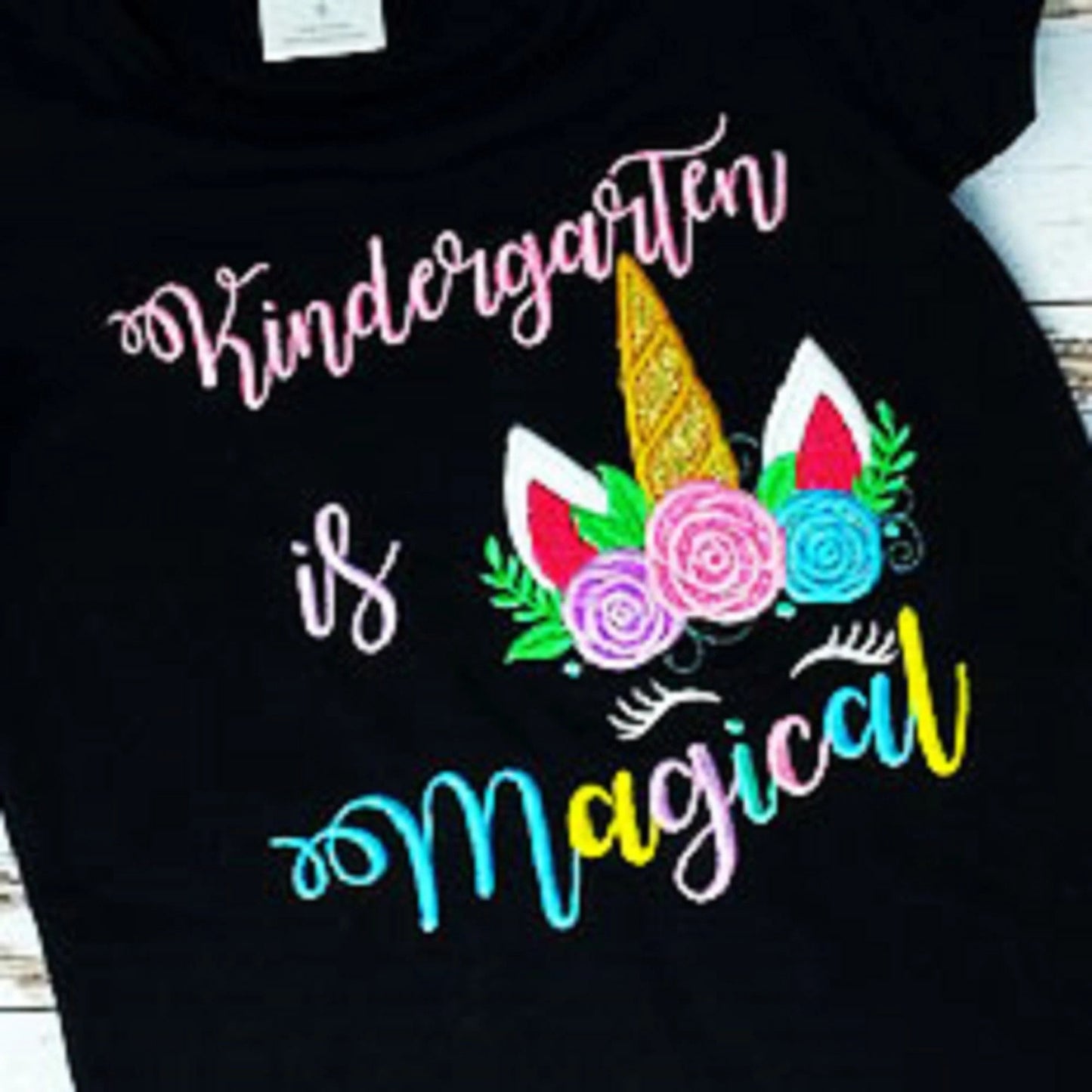 ANY GRADE, Kindergarten is Magical Shirt, Embroidered Back to School Shirt, Kindergarten School Puffed Sleeve Shirt