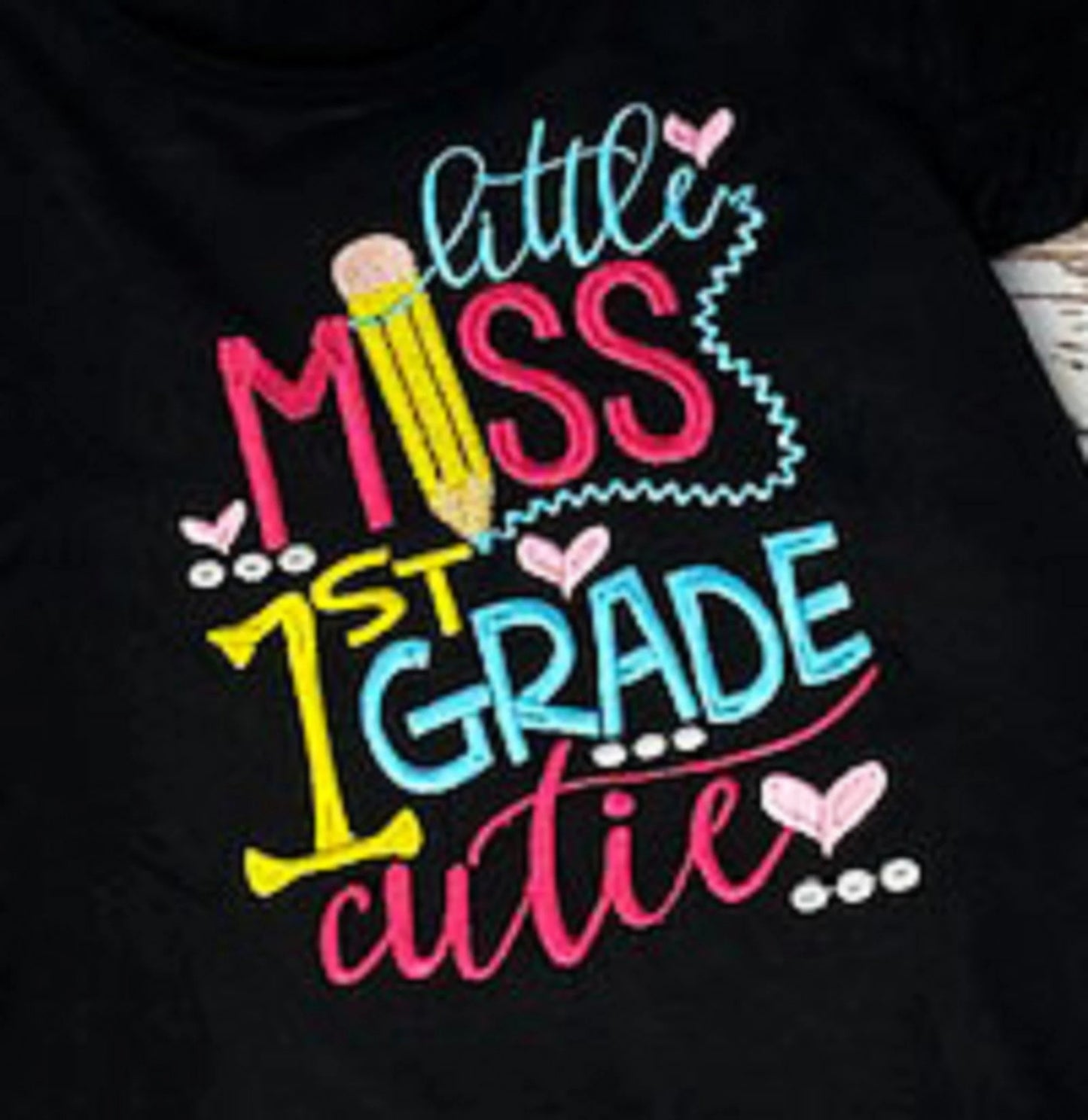 ANY GRADE, Little Miss 1st Grade Cutie Shirt, Embroidered Back to School Shirt, 1st Grade School Puffed Sleeve Shirt