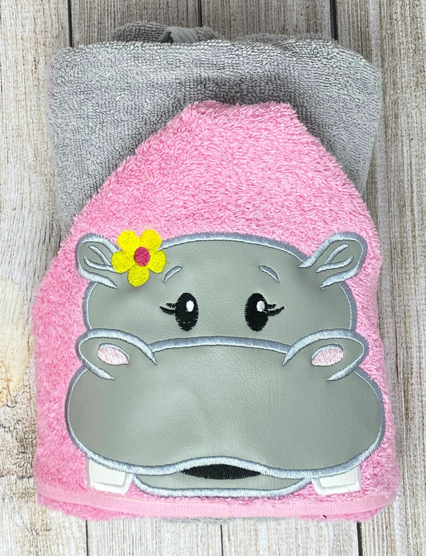 Hippo Hooded Towel, Kids Beach Towel, Beach Towel, Personalized Hooded Towel