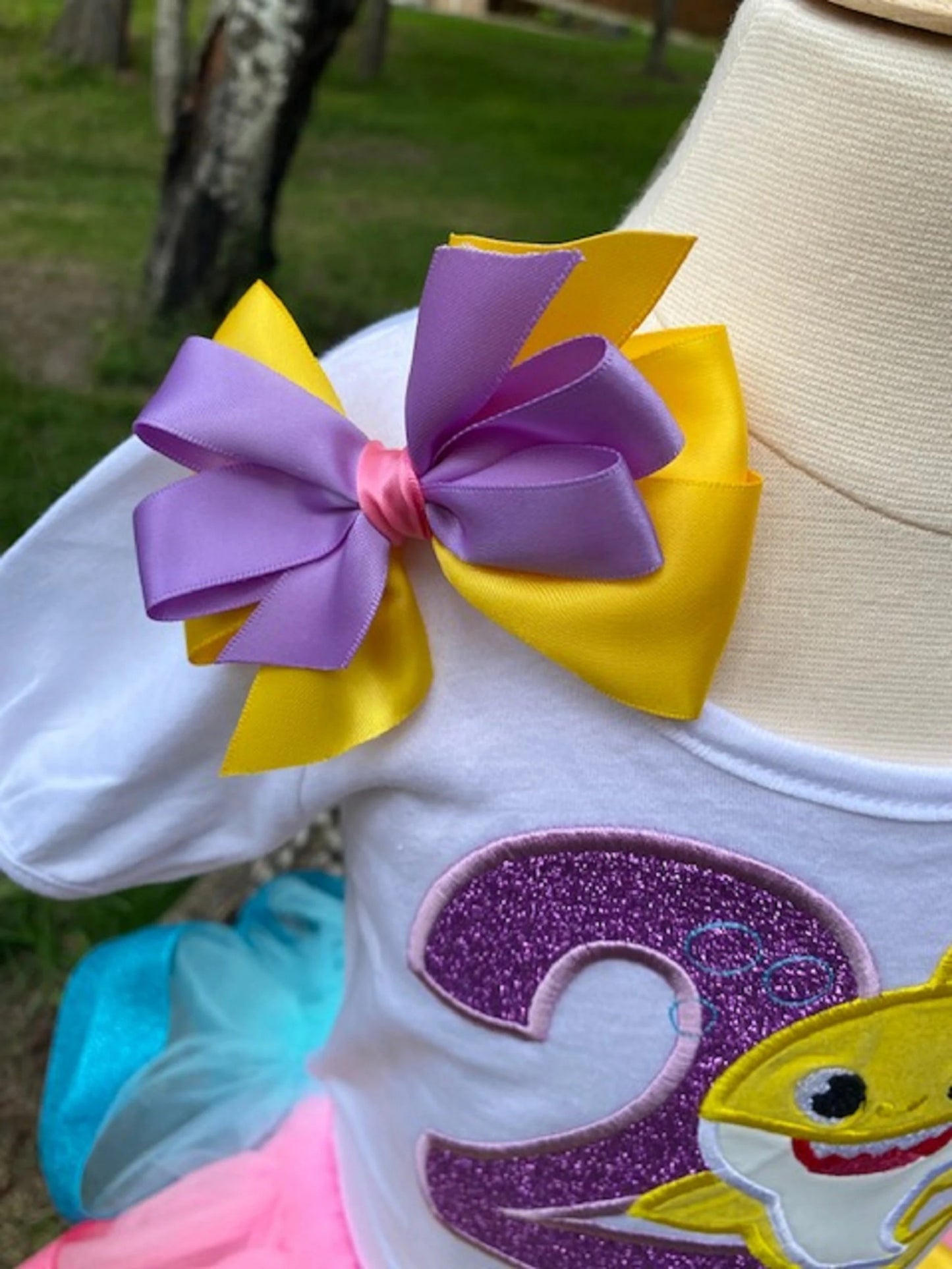 Tutu Shirt Hairbow, 2nd Birthday Tutu Set, Rainbow colored Tutu, ANY Age ANY Size Tutu Shirt and Hairbow