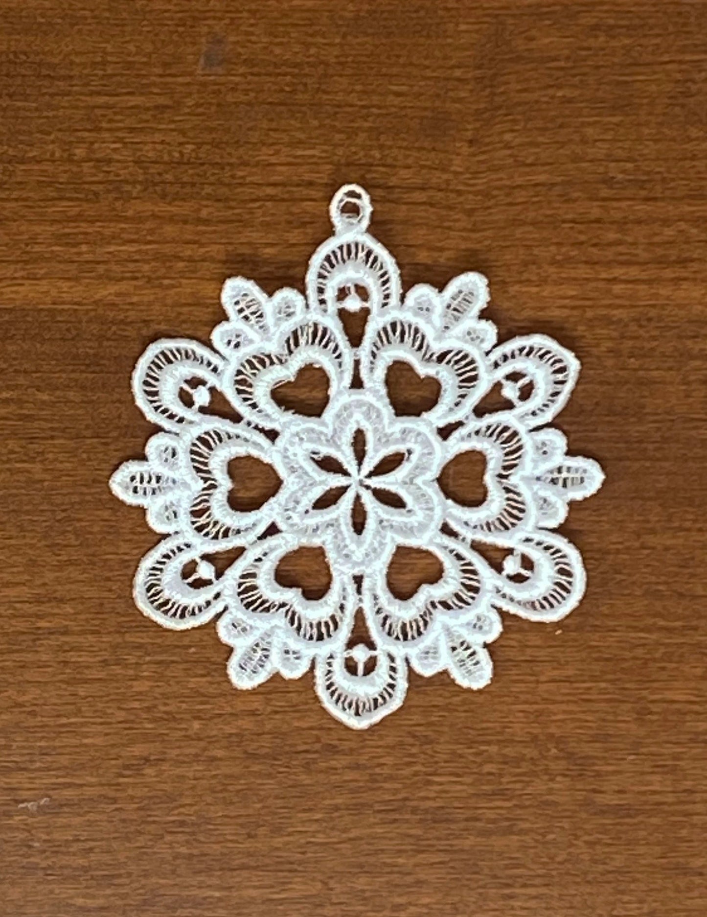 FSL Snowflake Ornaments - Set of 6, Embroidered Snow flake Ornaments,