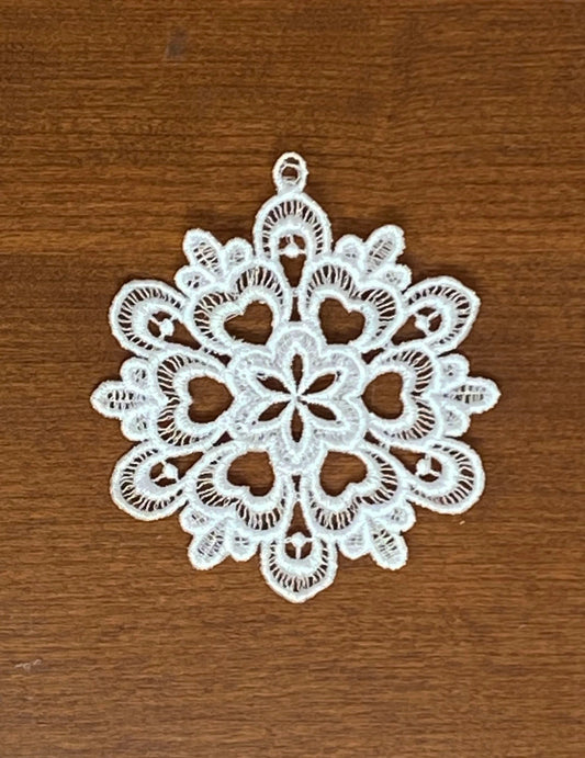 FSL Snowflake Ornaments - Set of 6, Embroidered Snow flake Ornaments,