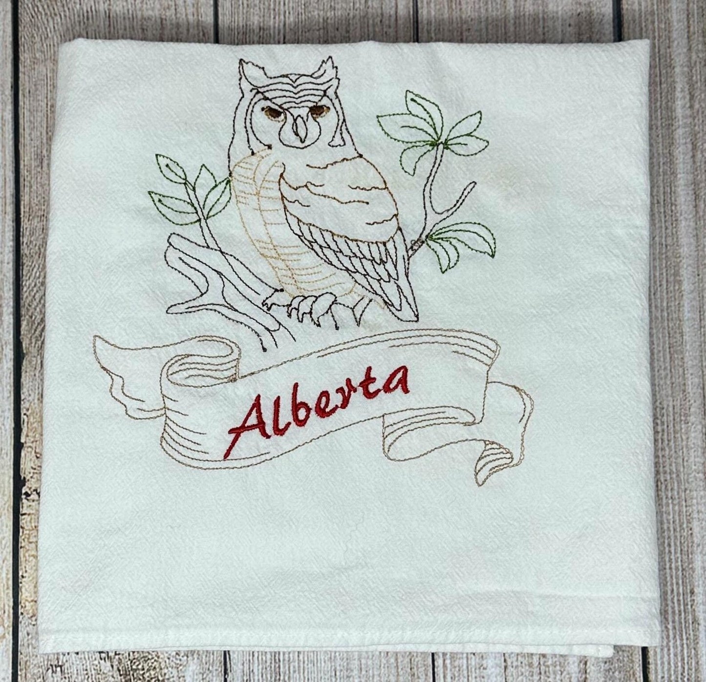 Alberta Provincial Tea Towels 27"x27", Cotton Flour Sack Tea Towels embroidered, Flour Sack Tea Kitchen Gift Towels