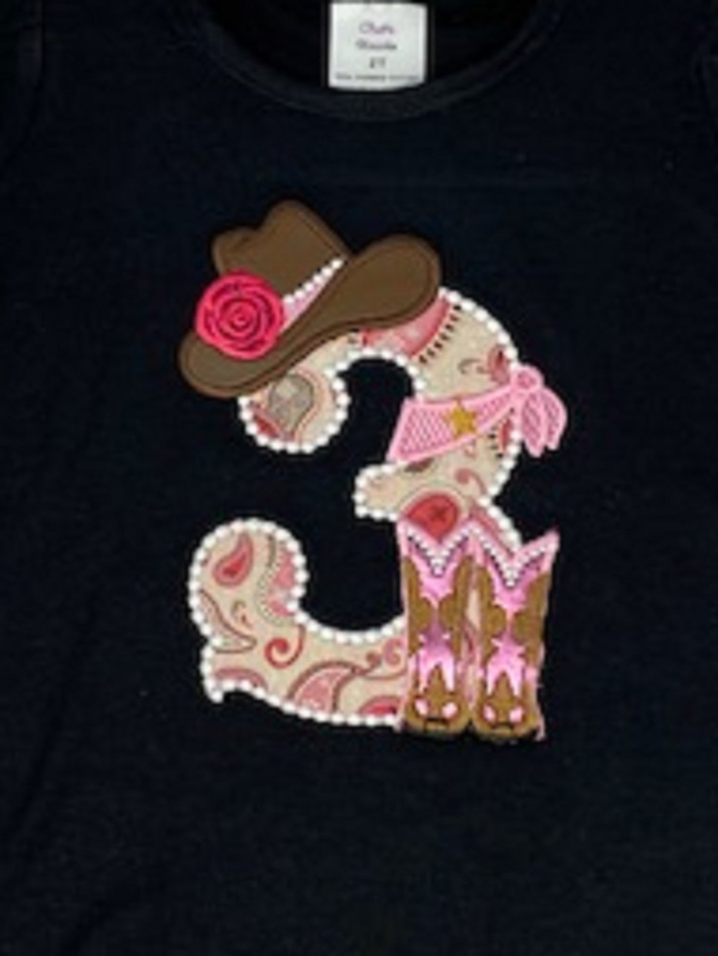 Girls Cowboy Birthday Shirt | 3rd Farm Birthday Shirt | Girls Western Paisley Birthday Shirt | Rodeo Shirt | Cowboy Boot Hat