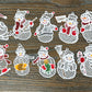 Snowman Ornament Collection #1, Set of 10 Different Embroidered Snowman Ornaments, Snowman Tree Ornaments, Snowman Gifts, FSL