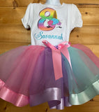 Unicorn Birthday Shirt and Tutu, Free Personalized Unicorn Puffed Sleeve T-Shirt, Unicorn birthday, Unicorn Shirt, 8th Birthday Girl Shirt