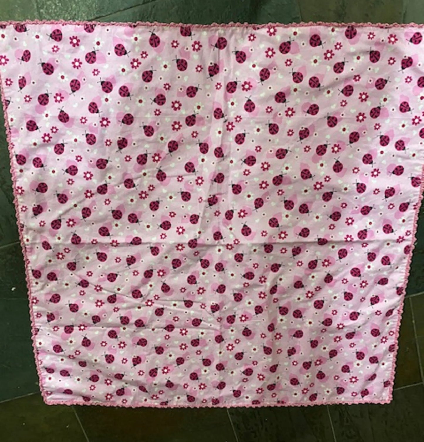 Cute Pink Ladybug Receiving Blanket, Baby Shower Gift, double sided flannel