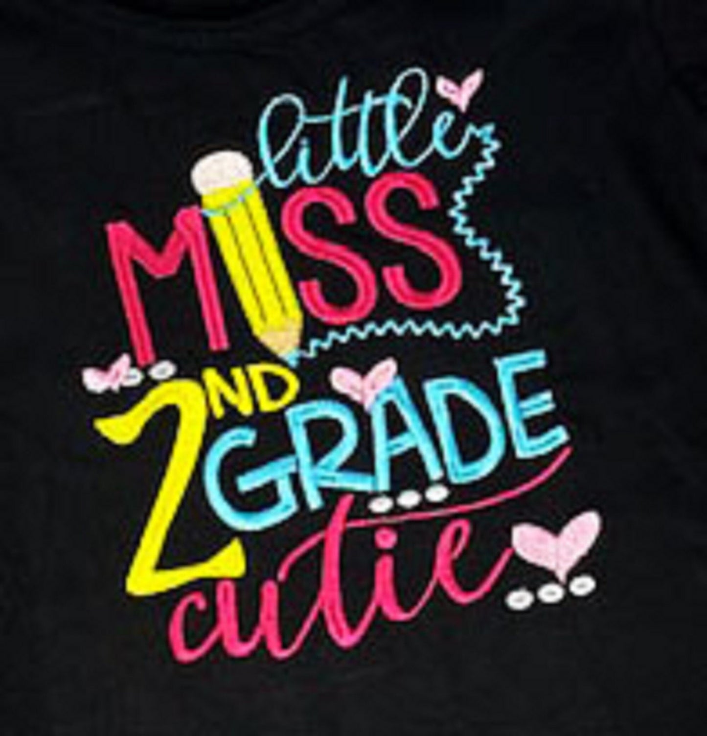 ANY GRADE, Little Miss 2nd Grade Cutie Shirt, Embroidered Back to School Shirt, 2nd Grade School Puffed Sleeve Shirt