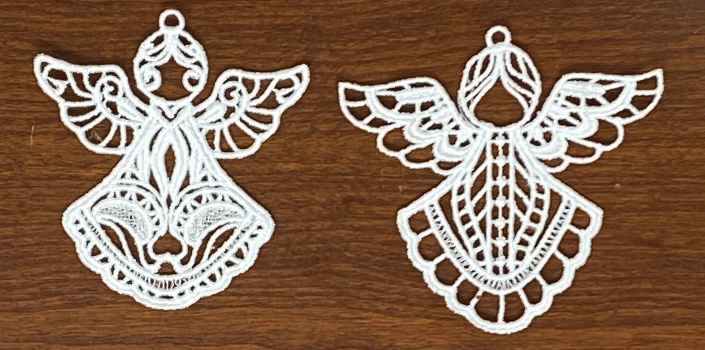 Lace Angel Collection#1 - Set of 10, Embroidered Angel Ornaments, Angel Tree Ornaments, Angel Gifts