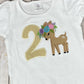 Deer 2nd Birthday Shirt, Any Age Any Name, Girls Birthday Shirt, Floral Deer Shirt