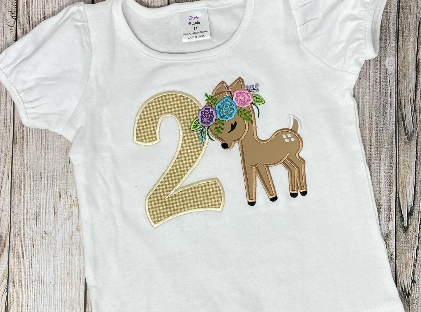 Deer 2nd Birthday Shirt, Any Age Any Name, Girls Birthday Shirt, Floral Deer Shirt