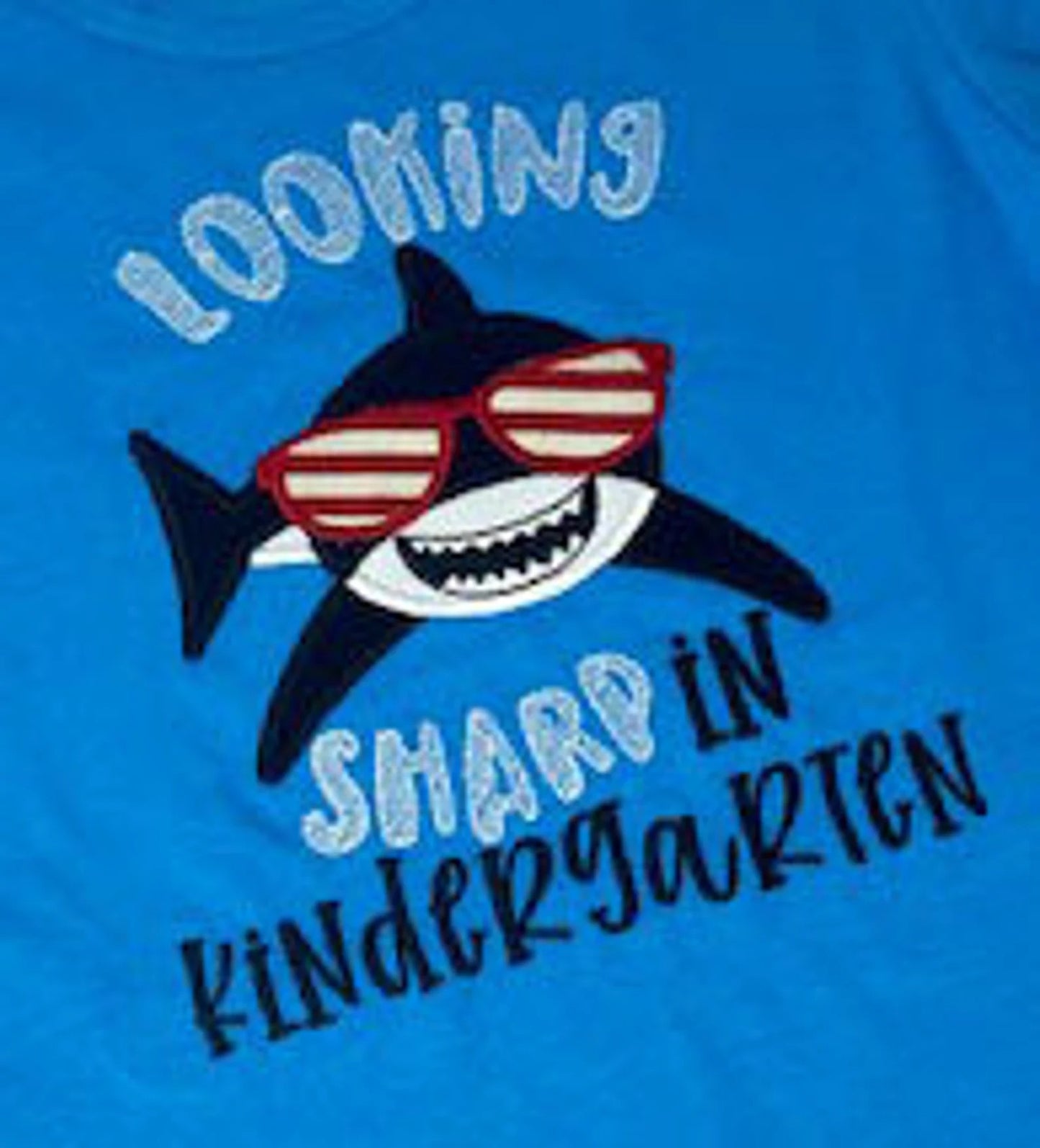 ANY GRADE, Looking Sharp in Kindergarten boy shirt, Back to School Shirt, Shark Shirt