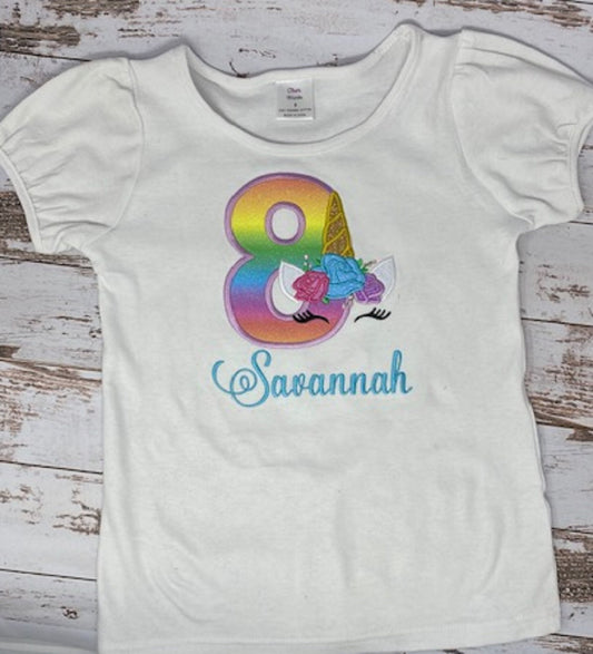 Unicorn Birthday Shirt and Tutu, Free Personalized Unicorn Puffed Sleeve T-Shirt, Unicorn birthday, Unicorn Shirt, 8th Birthday Girl Shirt