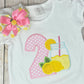 Lemonade Birthday Shirt and Hairbow, 2nd Birthday Gift Girl Shirt, ANY Size, ANY Age, Lemon Jar Birthday Shirt