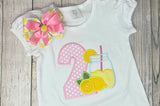 Lemonade Birthday Shirt and Hairbow, 2nd Birthday Gift Girl Shirt, ANY Size, ANY Age, Lemon Jar Birthday Shirt