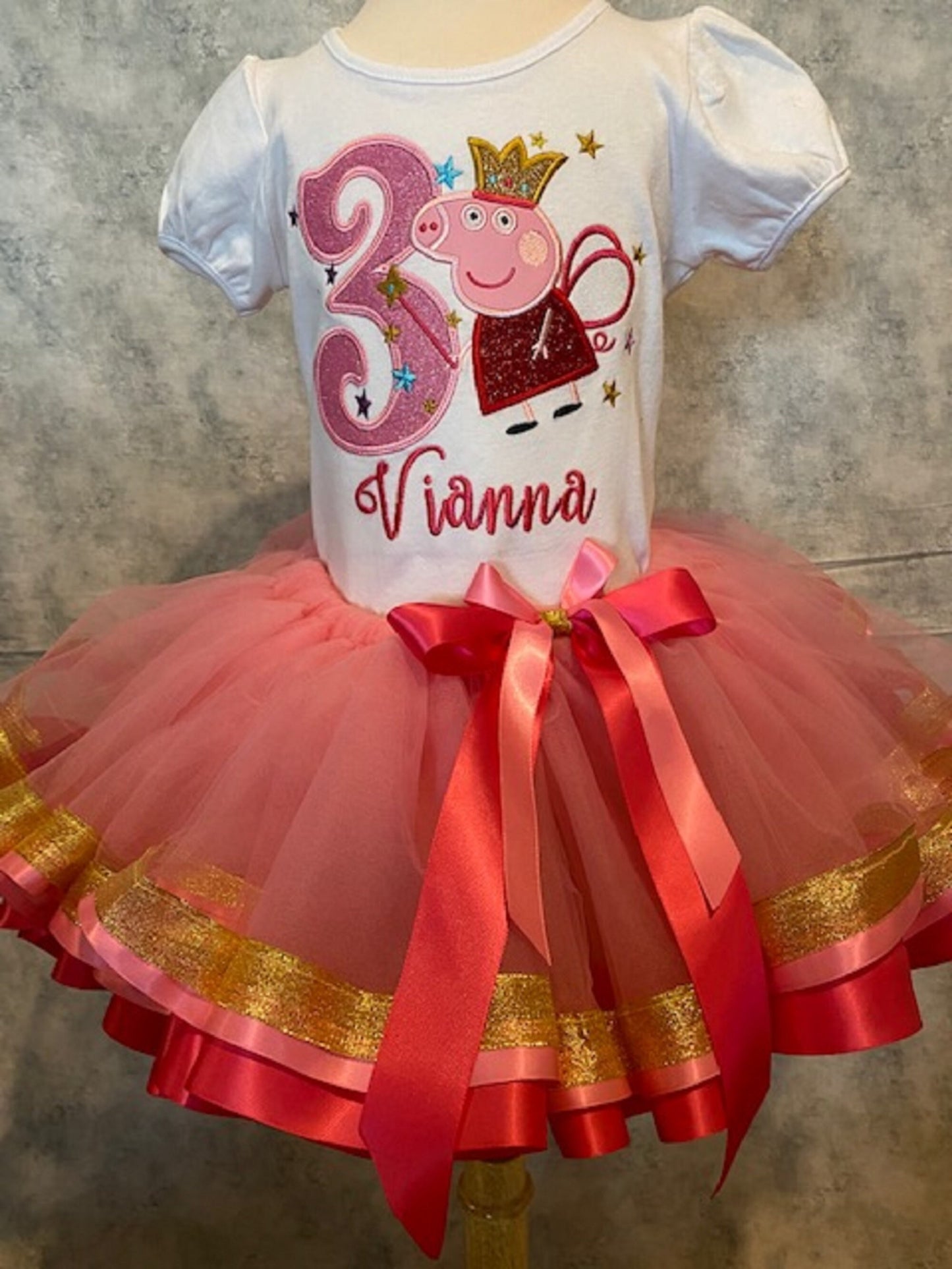 ANY Age, ANY Size, Pink Birthday Tutu Set, Pink Girls Puffed Sleeve Shirt, 3rd Birthday Embroidered Shirt