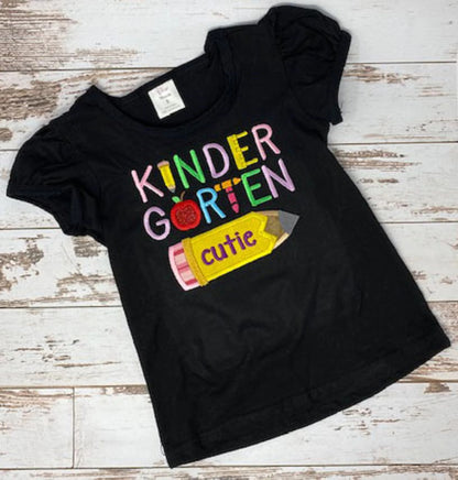 ANY GRADE, Kindergarten Cutie Shirt, Back to School shirt, First Day of School kids Shirt, Kindergarten Embroidered Shirt