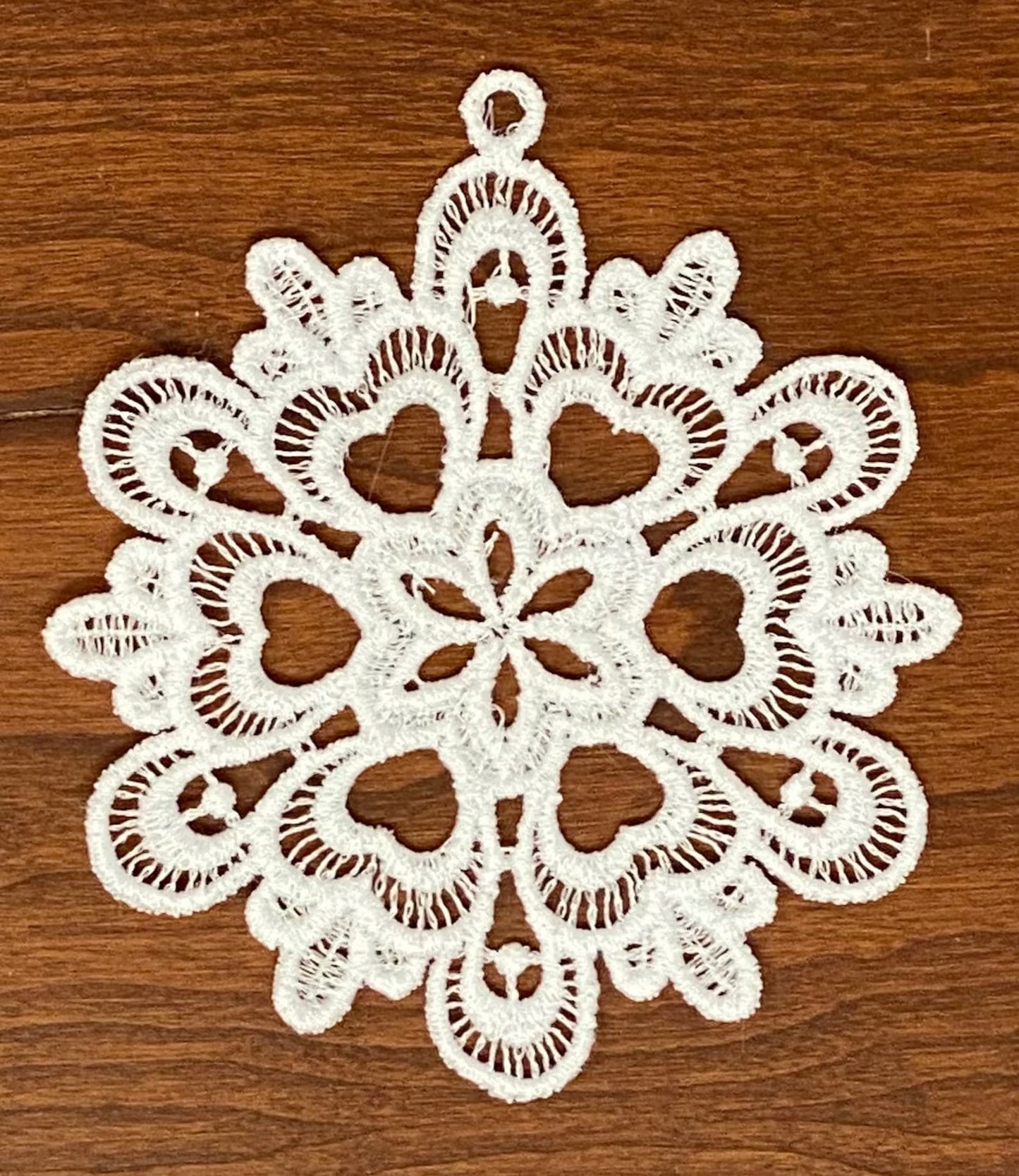 FSL Lace Ornaments - Set of 6, Collection #1 Christmas Ornaments, Embroidered Lace Ornaments, Tree Ornaments, Gift Ornaments