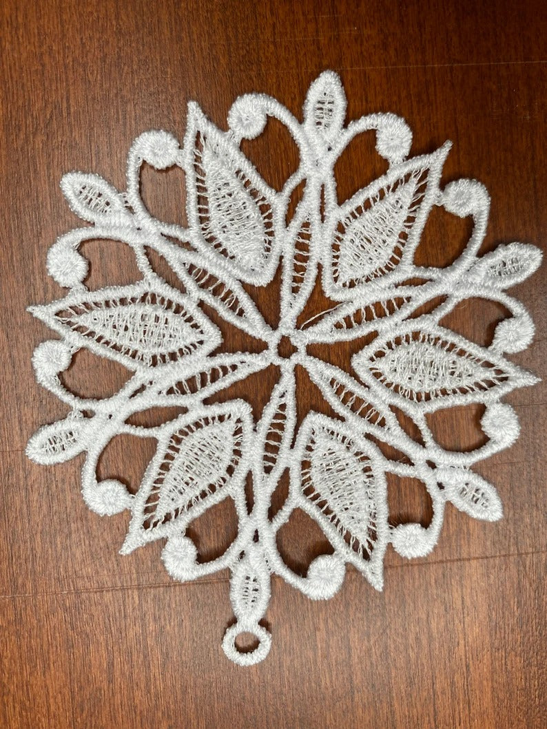 FSL Lace Ornaments - Set of 6, Collection #2 Christmas Ornaments, Embroidered Lace Ornaments, Tree Ornaments, Gift Ornaments