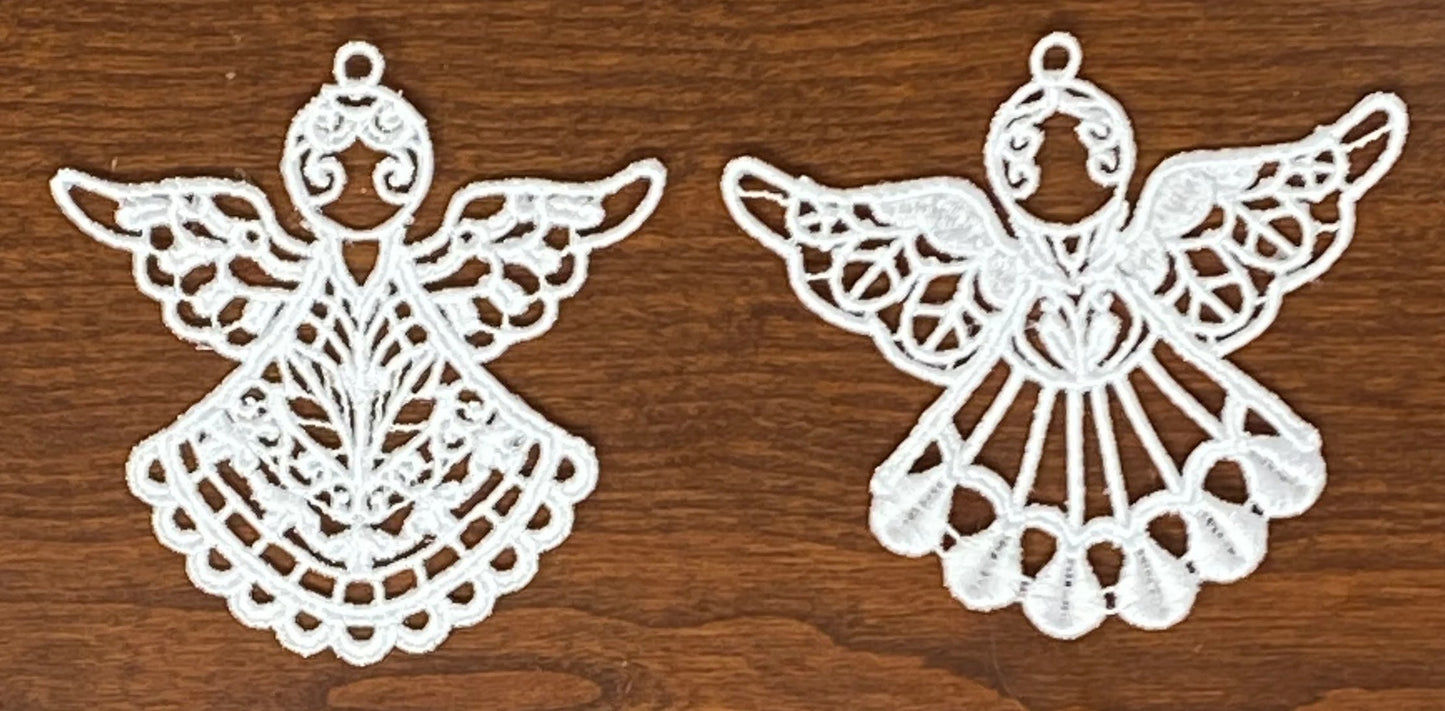 Lace Angel Collection#1 - Set of 10, Embroidered Angel Ornaments, Angel Tree Ornaments, Angel Gifts