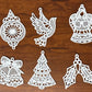 Lace Ornament Winter Collection #2-Set of 6, Embroidered Ornaments, Christmas Tree Ornaments, Gift Ornaments