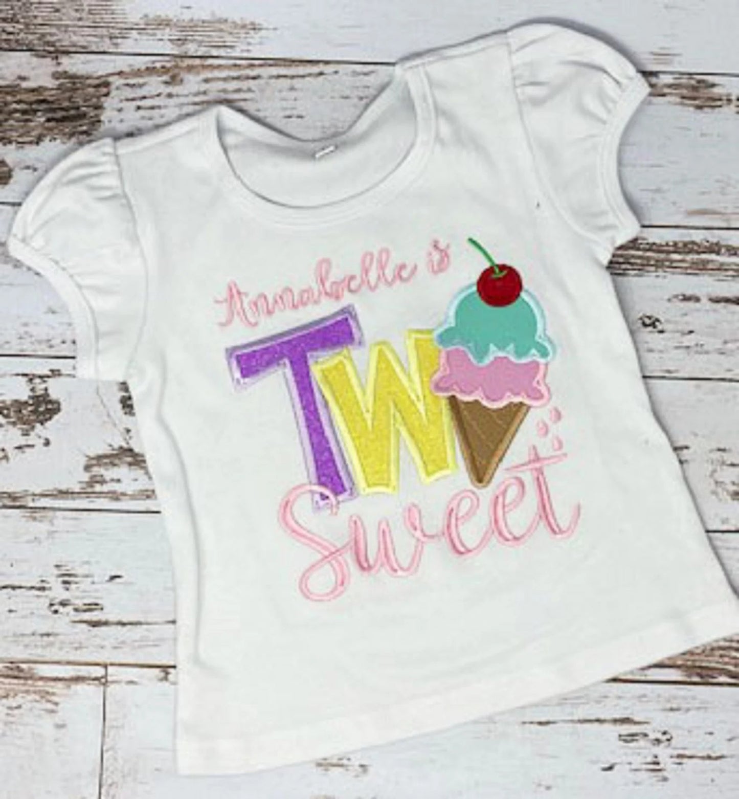 TWO Sweet Birthday Shirt, 2nd Ice Cream Cone Birthday Shirt, Any Size Birthday Shirt