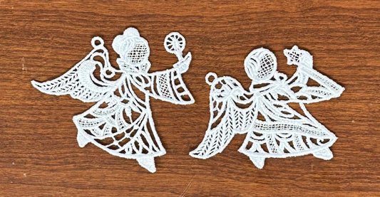 Lace Angel Collection#3 - Set of 10, Embroidered Angel Ornaments, Angel Tree Ornaments, Angel Gifts