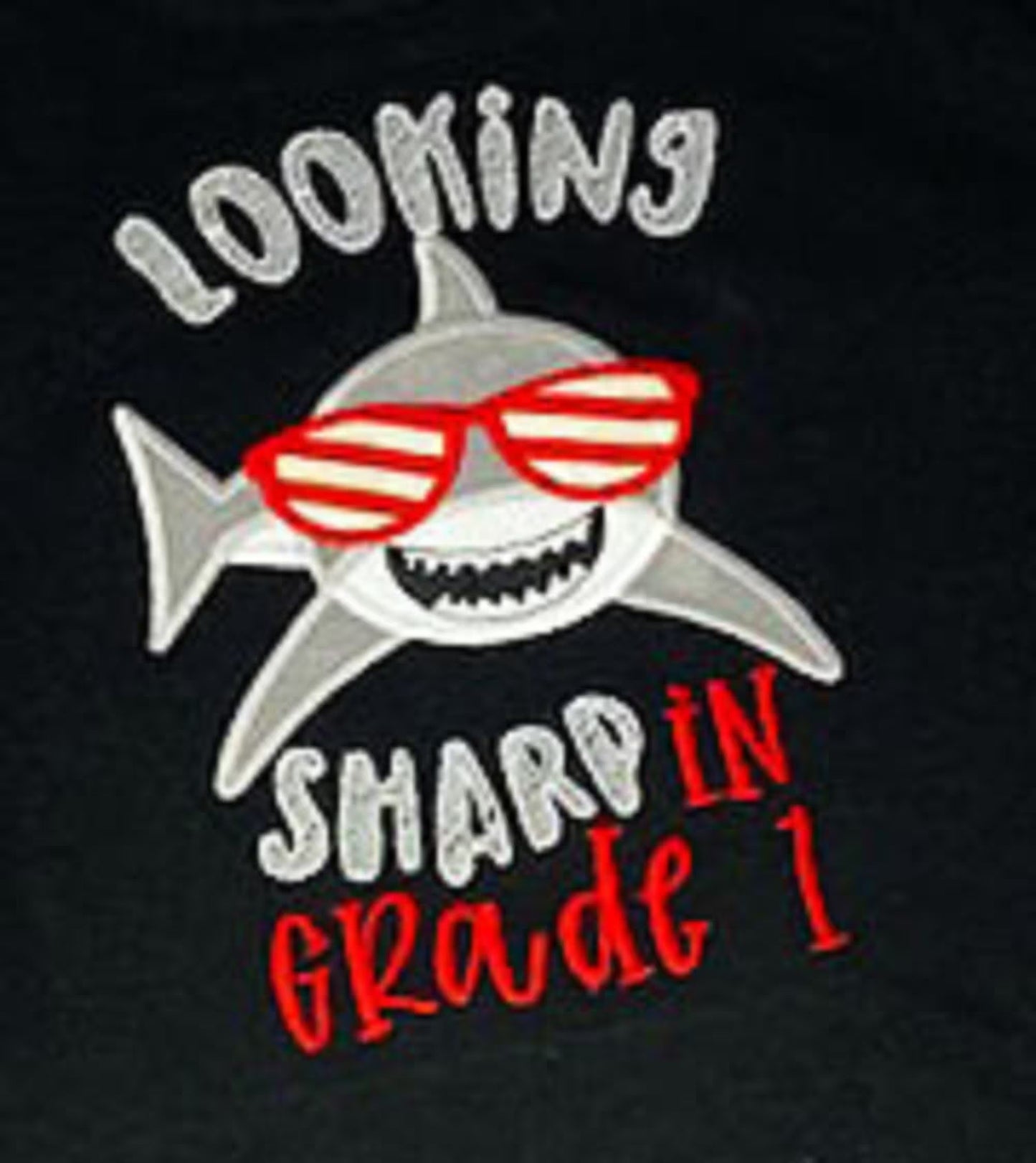 ANY GRADE, Looking Sharp in Grade 1 Shirt, Back to School Shirt, Boys Shark Shirt