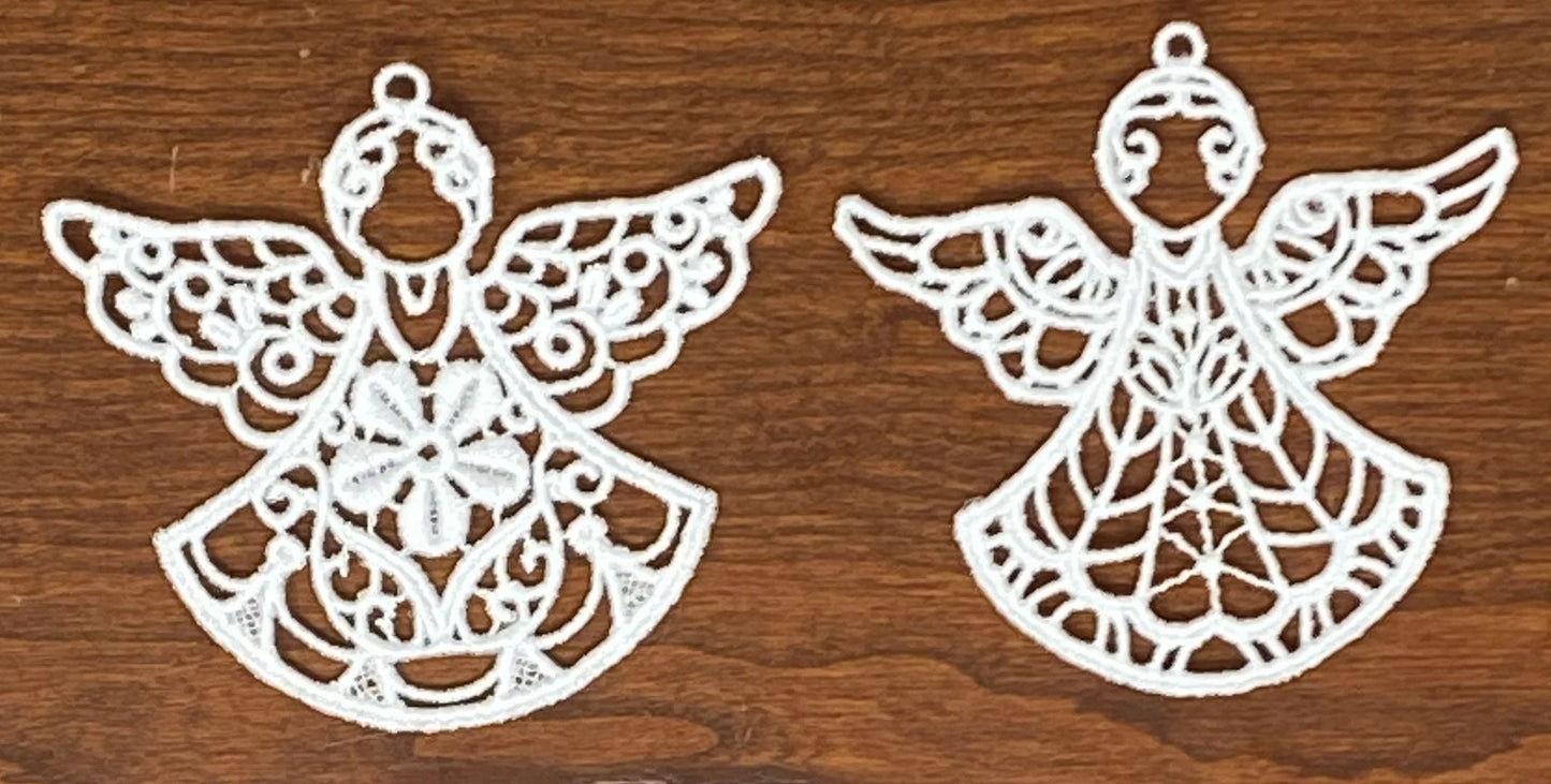 Lace Angel Collection#1 - Set of 10, Embroidered Angel Ornaments, Angel Tree Ornaments, Angel Gifts