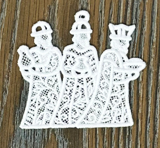 Nativity Ornaments - Set of 6, Free Standing Lace Embroidered Ornaments, Christmas Tree Ornaments Gifts Home Decor